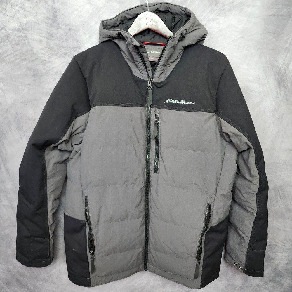 Eddie Bauer Mountain Ops Down Puffer Jacket Mens Medium Grey Heavyweight Parka